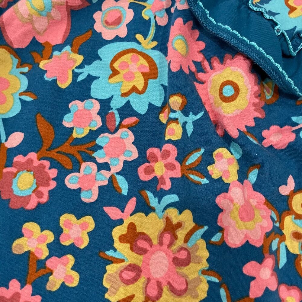 Matilda Jane Girls 8 Flower Forest Tunic Long Sleeve Floral Ruffles Teal - Picture 3 of 8